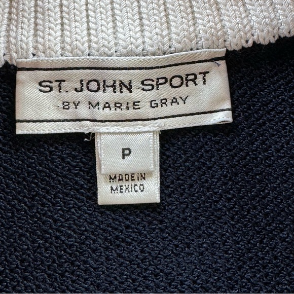 St. John Sport Wool Zip Sweater Jacket Navy Petite - Picture 4 of 10